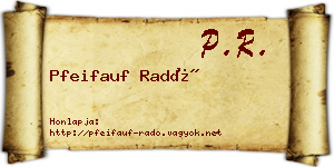 Pfeifauf Radó névjegykártya